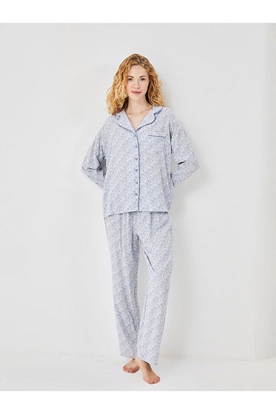 LC Waikiki Set de pijamale pentru femei cu model cu guler de cămașă de sezon nou - S5CP61Z8