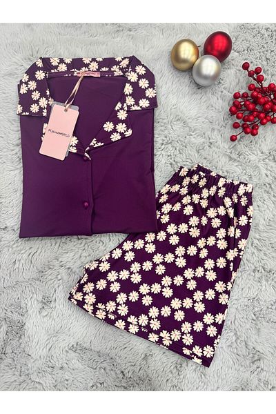 pijamaworld Short Sleeve Front Buttoned Shorts Pajama Set