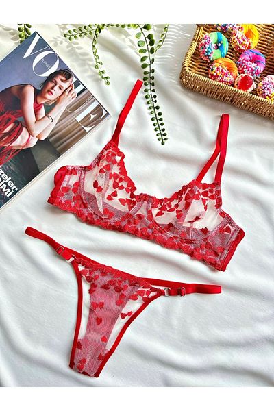 Nashera Red Heart Underwire Underwear Set