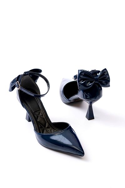 v.s.h velvet Women's Bow 🎀   Evening Dress Patent Leather Heeled 7cm Stylish Shoes