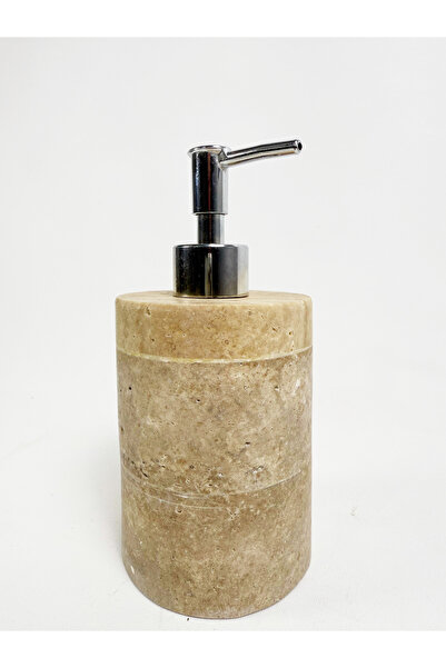 Modestmar Doğal Traverten Sıvı Sabunluk, Traverten Yuvarlak Sıvı Sabunluk Gümüş