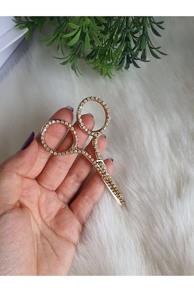 Fiyonks Atölye Promise, Engagement Scissors, Gold Color, Gold Color Scissors, Stone Scissors