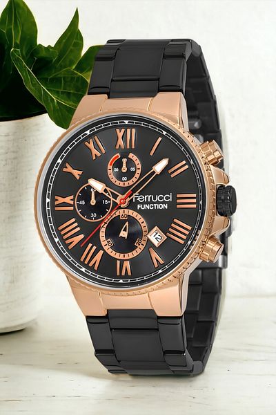 Ferrucci Black-Rose Men's Wristwatch - Function Fc.12669tm.01 Bracelet Zmfer137