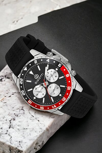Bigotti Function Men's Wristwatch Black Color BG.1.10144.1 Steel Case Silicone Cord ZMB014