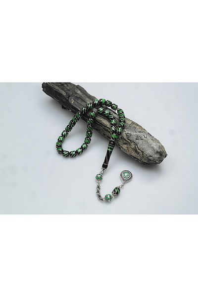 Skygo Oltu Stone and Galalith Fountain Nightingale Embroidered Rosary