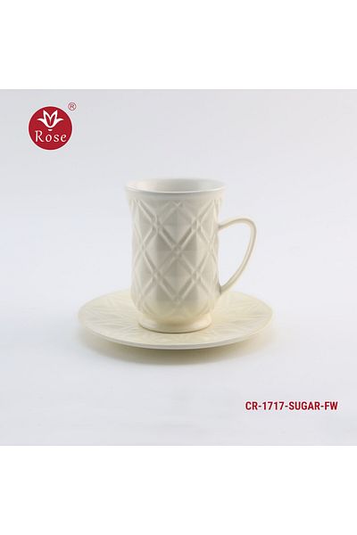 Rose CR-1717 Rose tea set consisting of 6 cups and 6 saucers made of ceramic with distinctive modern engravings
