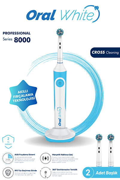 Oral White Professional Series 8000 Şarjlı Diş Fırçası Mavi