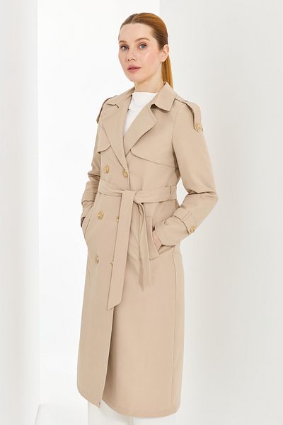 Günay Karaca Double Button Seasonal Women's Sports Trench Coat Lined Inside 20242