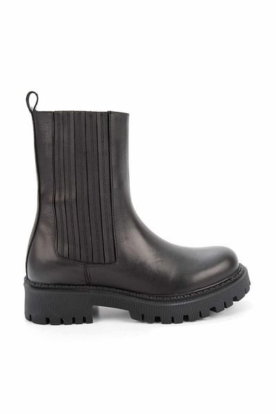 Hush Puppies حذاء بوت وجزمة نسائية من الجلد الطبيعي باللون الأسود HP 0144182403