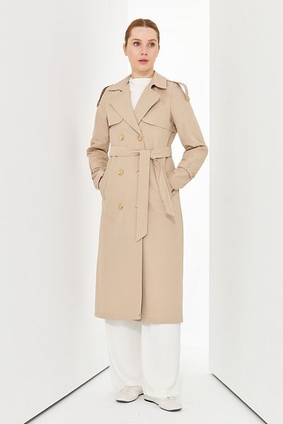 Günay Karaca Double Button Seasonal Women's Sports Trench Coat Lined Inside 20242