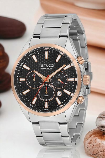 Ferrucci men's Silver-Rose Colored Wristwatch - Fc.13679tm.03 Bracelet Zmfer131