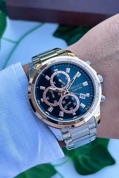 Ferrucci Function Men's Wristwatch Steel Strap Steel Case 3 Atm Water Resistance