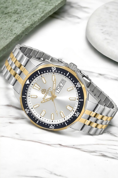 Bigotti Function Men's Wristwatch Silver-Gold Color BG.1.10320.3 Steel Case&Cord+Bracelet Gift ZMB