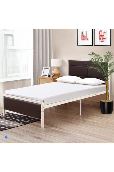 TrentonGCC Modern Metal Bed Frame - 120x200cm, Upholstered Head & Footboard