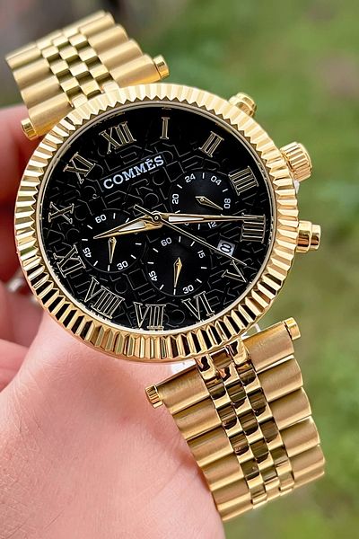 COMMES Men's Wristwatch Crono Functions Active Gold Color