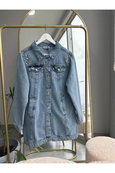 Bold Grup Γυναικείο τζιν μπουφάν με πέτρινο μαργαριτάρι με λεπτομέρειες