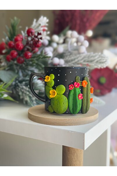 betonfikirler Kaktüs Detaylı Türk Kahvesi Fincanı