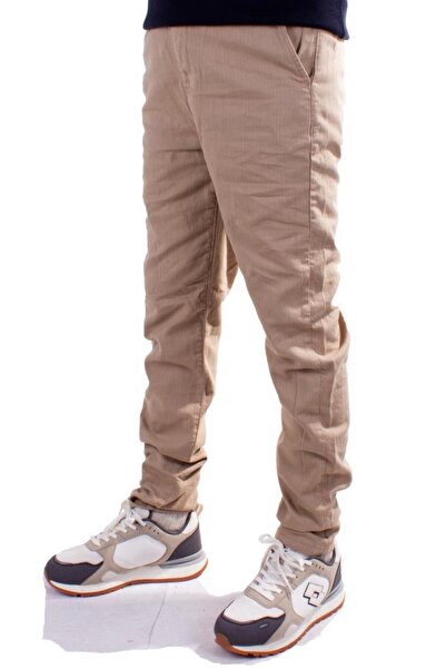 Twister Jeans Ανδρικό λινό παντελόνι Twister Slim Jogger-011C Μπεζ ψηλόμεσο στενό πόδι