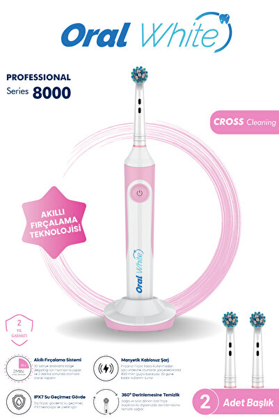 Oral White Professional Series 8000 Şarjlı Diş Fırçası Pembe