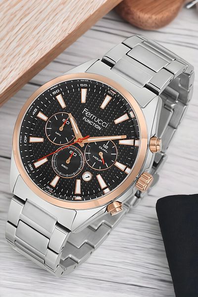 Ferrucci men's Silver-Rose Colored Wristwatch - Fc.13679tm.03 Bracelet Zmfer131