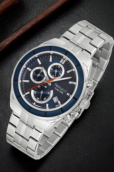 Ferrucci men's Silver-blue Wristwatch and Bracelet Set - Fcf.13674fm.04 Function