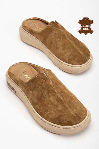 Polomia Comfort Nova femei din piele naturală din piele intoarsa inchis in fata detaliu cauciuc rece Talpa confortabila Sabo zilnic papuci de casa