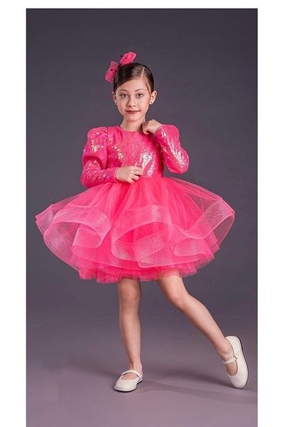 Baby Tutu umflat cu paiete Aden pentru petrecerea 23 aprilie - Rochie pentru fete cu maneca lunga
