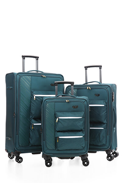 Necati Çanta Çok Gözlü Kumaş Hafif 3’lü Valiz Seti – Şifreli, 360° Dönebilen ...