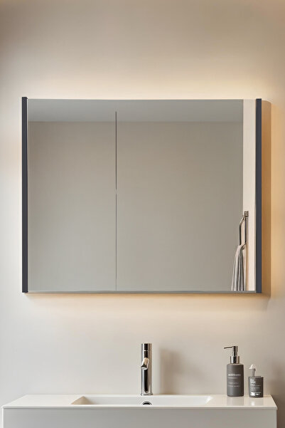 shop Aynalı Banyo Dolabı – Raflı Lavabo Üstü, Modern Tasarım- 80x60