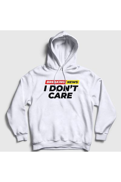 Presmono Unisex φούτερ με λευκή κουκούλα Σπάσιμο Νέων Στυλ 'Don't Care' 520489 tt Μοντέλο