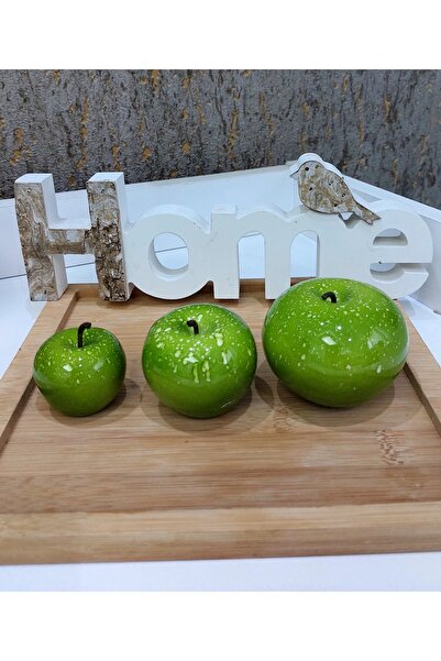 Gloriys Home & Decor Sunumluk küçük boy 3lü yeşil elma biblosu