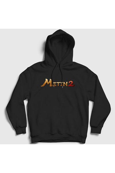 Presmono Унисекс суитшърт с качулка и черно лого на играта Metin2 522699tt