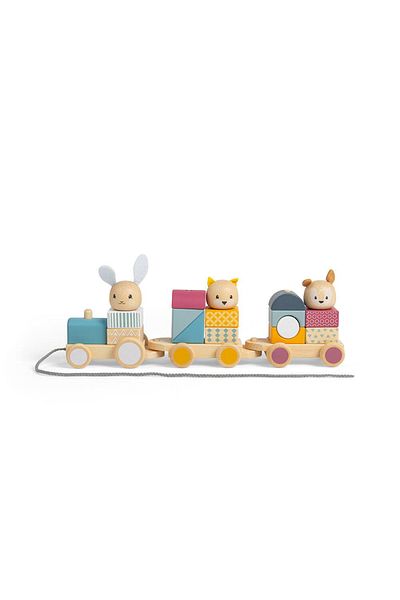 BIGJIGS Toys Τρένο με σχήματα - Χαρούμενα ζώα