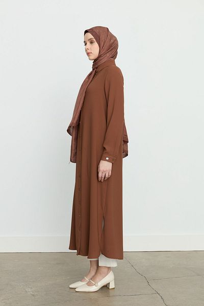 Nihan Basic Tunic with Side Slits, Tan