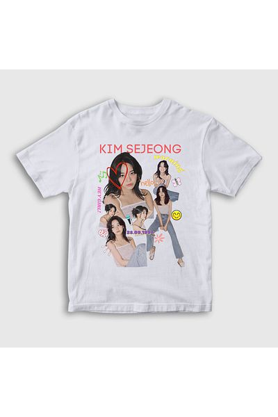Presmono Tricou alb unisex pentru copii Kim Sejeong 524029 tt