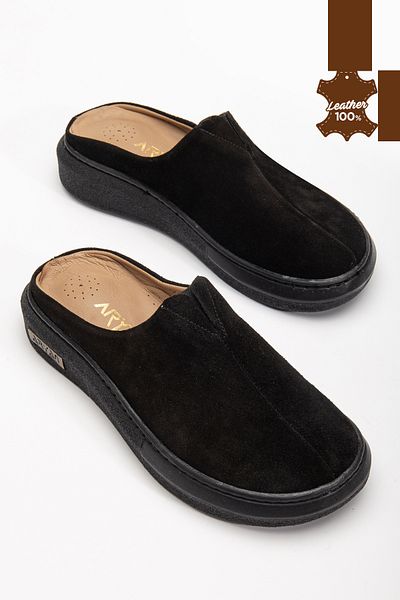 Polomia Comfort Nova femei din piele naturală din piele intoarsa inchis in fata detaliu cauciuc rece Talpa confortabila Sabo zilnic papuci de casa