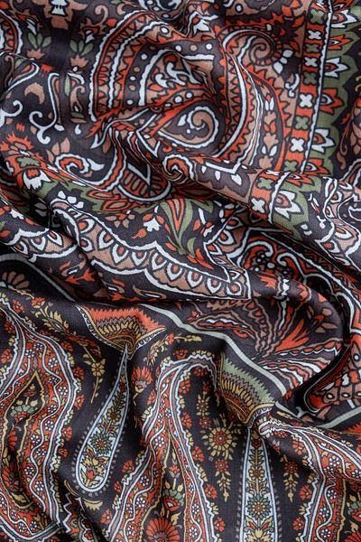 Sekine İpek Retro Etnic Pattern Shawl Soil
