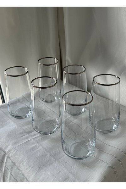 Şahika Kristal cama atılan imza Set of 12 Duru Platinum Water and Soft Drink Glasses