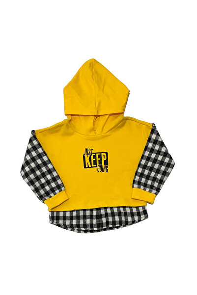 Ekose Parçalı Kapşonlu Sweat