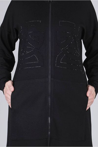 Moda Rosa 25K3536 - أسود - بدلة بنطلون قماش حجاب مقاس كبير
