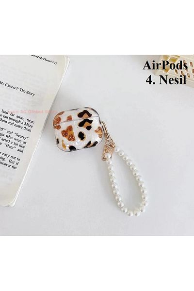 kılıfbenim Glitter Cover Compatible with AirPods 4Th Generation Leopard Pattern Cute Hard Silicone Protection Case