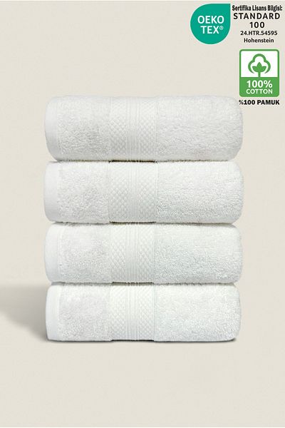 Ellaline Σετ 4 πετσετών με διαμάντια - 100% βαμβάκι, εξαιρετικά απορροφητικό, μαλακό περίγραμμα 50x80cm