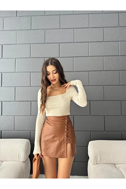 Butik Kare Yaka Basic Buzzy Bluz