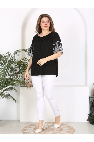 MODA Madonna Collar Sleeve Fisto Detail Flexible Viscosin Large Size Tunic