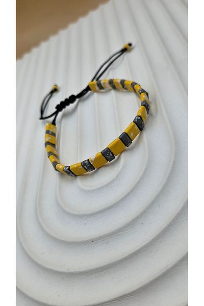 AURA Men's Macrame Bracelet, Colored Hematite Stone