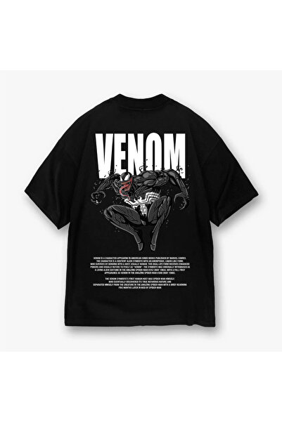 darkopia Unisex Kadın Erkek Venom Ön ve Arka Baskılı Özel Tasarım Oversize T-shirt