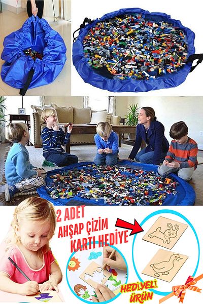 Leiste Dětská taška na hračky Hrací podložka Lego Puzzle a skládačka Košík vzdělávacích hraček Modrá