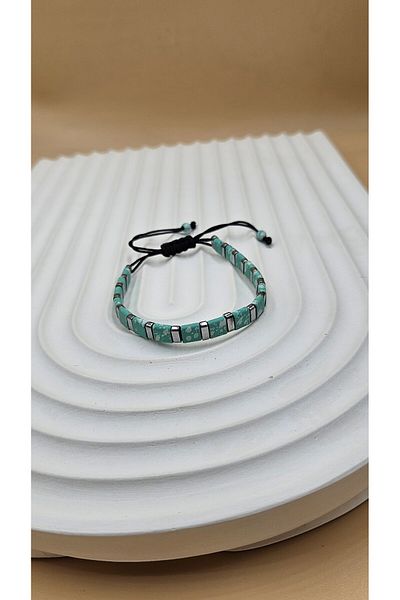 AURA Men's Macrame Bracelet, Colored Hematite Stone