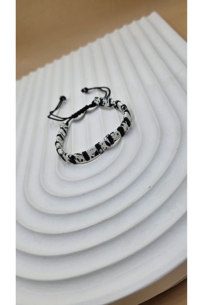 AURA Men's Macrame Bracelet, Colored Hematite Stone