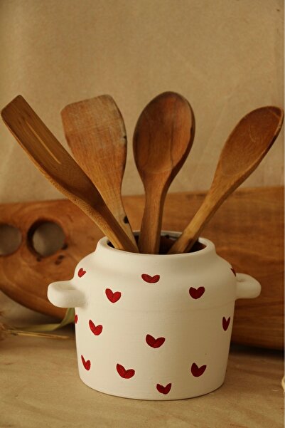 Hoyatap Dekoratif Retro Mini Kalp Desenli Kulplu Mini Vazo-Kaşıklık